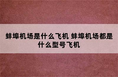 蚌埠机场是什么飞机 蚌埠机场都是什么型号飞机